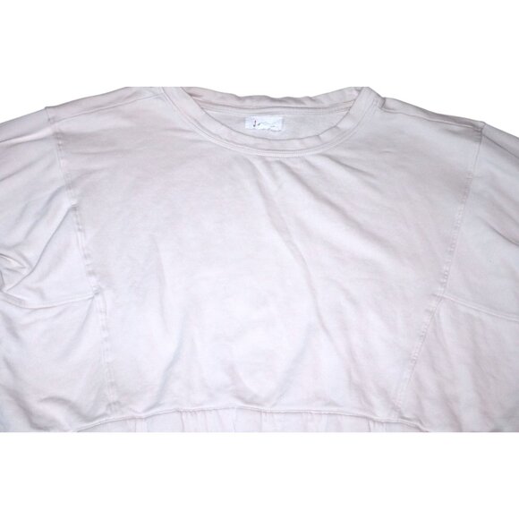 Anthropologie White Cropped Sweatshirt L Soft Cotton Womens Clean Girl Athleisur - Picture 3 of 7